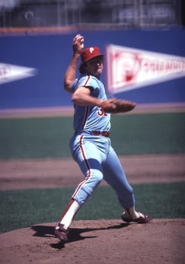 Steve Carlton of the Philadelphia Phillies pitching in game. - BL-3705.84 (National Baseball Hall of Fame Library)