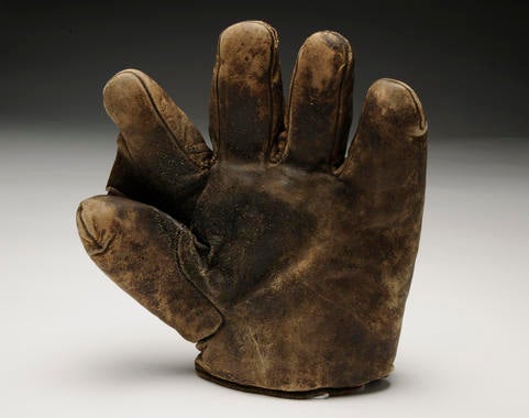 Glove used by outfileder Ty Cobb while playing for the Detroit Tigers - B-305-66  (Milo Stewart Jr./National Baseball Hall of Fame Library)