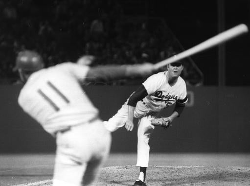 Don Drysdale was one of the most intimidating pitchers of his era, winning 209 games in 14 seasons with the Dodgers while helping his team win five National League pennants and three World Series titles. - BL-1376-68 (National Baseball Hall of Fame Library)