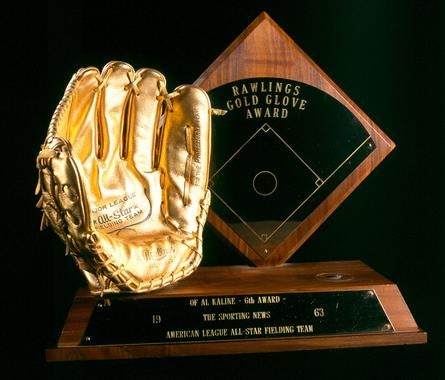 1963 Rawlings Gold Glove Award presented to OF Al Kaline, Detroit Tigers - B-292-79 (Milo Stewart Jr./National Baseball Hall of Fame Library)