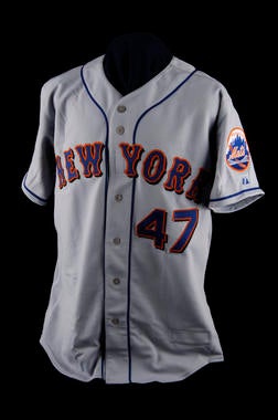 New York Mets jersey worn by Tom Glavine August 5, 2007, when he recorded his 300th career win - B-149-2007 (Milo Stewart Jr./National Baseball Hall of Fame Library)
