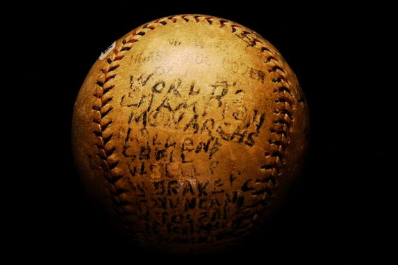 World Champion Monarchs baseball from 1924, listing the players - B-443-85 (Milo Stewart Jr./National Baseball Hall of Fame Library)