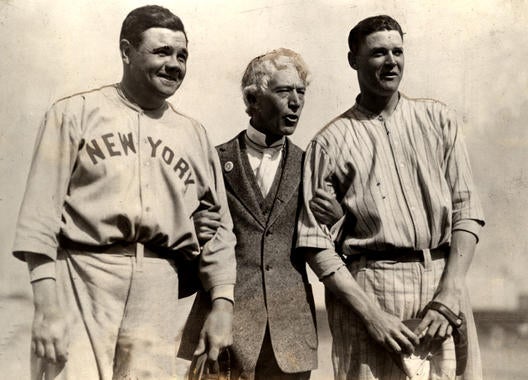 Babe Ruth, Judge Landis and Bob Meusel in 1922 - BL-1508-68 (National Baseball Hall of Fame Library)
