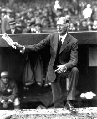 Connie Mack in the Philadelphia Athletics dugout - BL-2381 (National Baseball Hall of Fame Library)