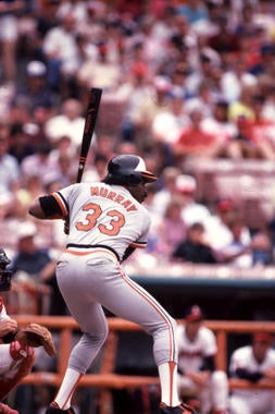 Game batting of Baltimore Orioles Eddie Murray, 1985 - BL-5353-94 (Lou Sauritch/National Baseball Hall of Fame and Museum)