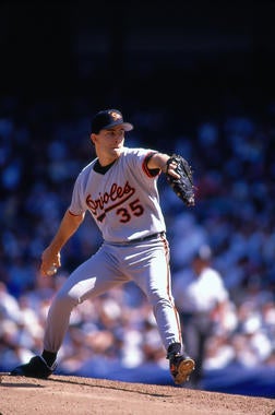 Mike Mussina of the Baltimore Orioles. (Michael Ponzini/National Baseball Hall of Fame Library)