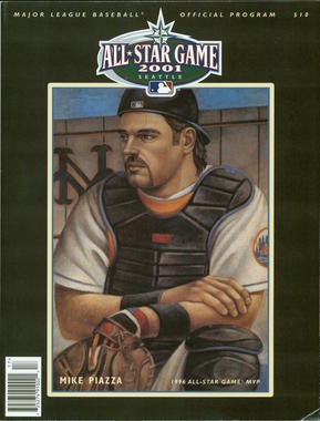 Mike Piazza on the cover of the 2001 All-Star Game program. BL-189.2012 (National Baseball Hall of Fame Library)