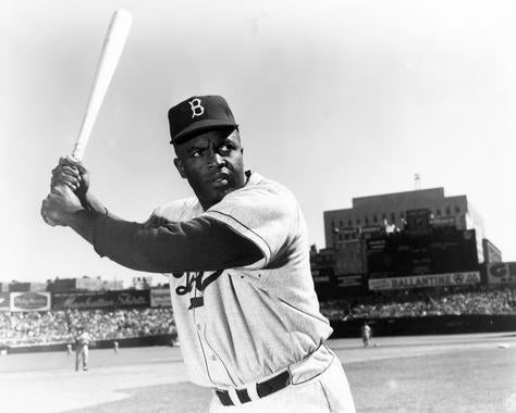 Posed batting of Brooklyn Dodgers Jackie Robinson - BL-3102-93 (National Baseball Hall of Fame Library)