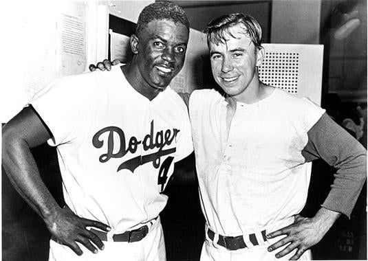 Jackie Robinson and Pee Wee Reese - BL-112-2006 (National Baseball Hall of Fame Library)