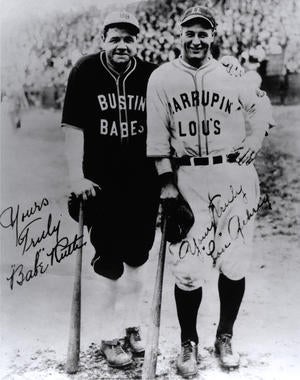 Babe Ruth and Lou Gehrig in their barnstorming uniforms. BL-165.60