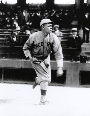 Babe Ruth of the Boston Red Sox warming up before a game. BL-6284-95 (National Baseball Hall of Fame Library)