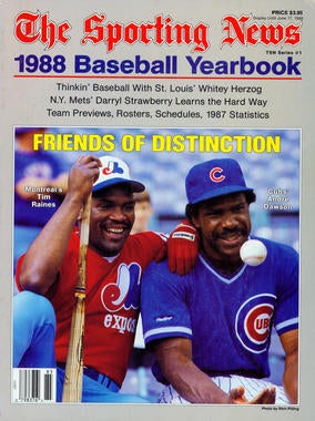1998 Baseball Yearbook featuring Tim Raines and Andre Dawson on the cover. - BL-80-2013-38 (National Baseball Hall of Fame Library)