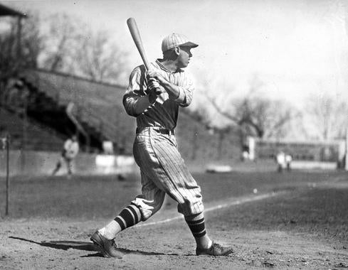 Bill Terry of the New York Giants posed batting - BL-694-68 (National Baseball Hall of Fame Library)