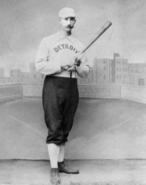 Posed at bat portrait of Samuel Luther 'Sam' Thompson, Detroit c. 1885-88 - BL-878.74 (National Baseball Hall of Fame Library)