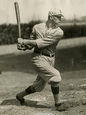 Zack Wheat batting while with Brooklyn - BL-1548-68WTa (Charles M. Conlon/National Baseball Hall of Fame Library)