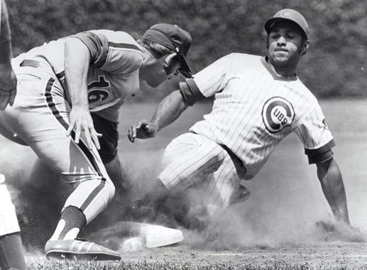 Billy Williams of the Chicago Cubs safe at third - BL-5511-72 (National Baseball Hall of Fame Library)