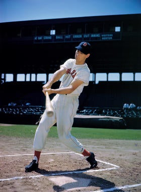 Ted Williams of the Boston Red Sox, at Fenway Park, 1946 - BL-68-57 (National Baseball Hall of Fame Library)