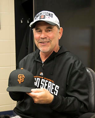 Giants manager Bruce Bochy donated the cap he wore throughout the 2014 World Series to the Museum. (Jean Fruth/National Baseball Hall of Fame Library)