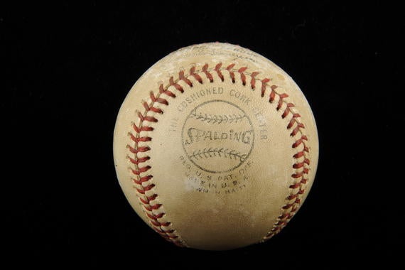 Ball thrown by Bob Gibson for his 3,000th career strikeout, Cesar Geronimo of the Cincinnati Reds struck out in the 2nd inning July 17, 1974 at Busch Stadium - B-389-74 (Milo Stewart Jr./National Baseball Hall of Fame Library)