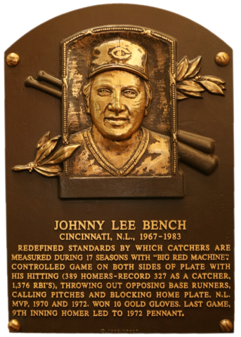 Johnny Bench Hall Of Fame Plaque
