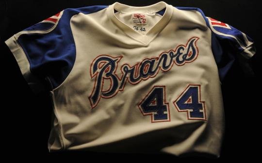 The uniform worn the night that Hank Aaron hit career homer #715,  surpassing Babe Ruth's old record of 714