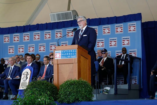 Jack Morris fought back the tears as he delivered an emotional Induction Speech on Sunday, July 29. (Milo Stewart Jr./National Baseball Hall of Fame and Museum)