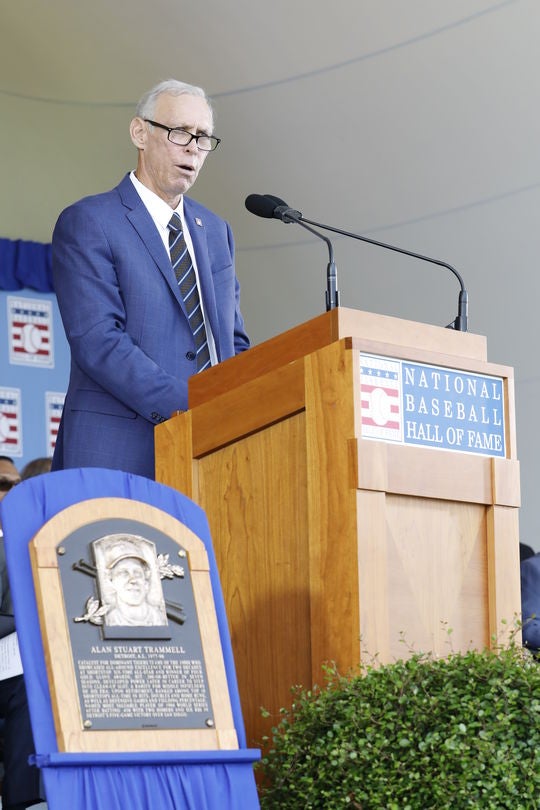 A Tiger for life, Alan Trammell shared his appreciation of the support of former teammates, executives and fans during his Induction Speech. (Milo Stewart Jr./National Baseball Hall of Fame and Museum)
