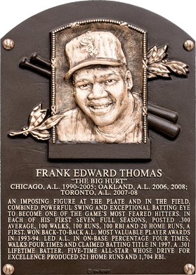 Frank Thomas Hall of Fame plaque